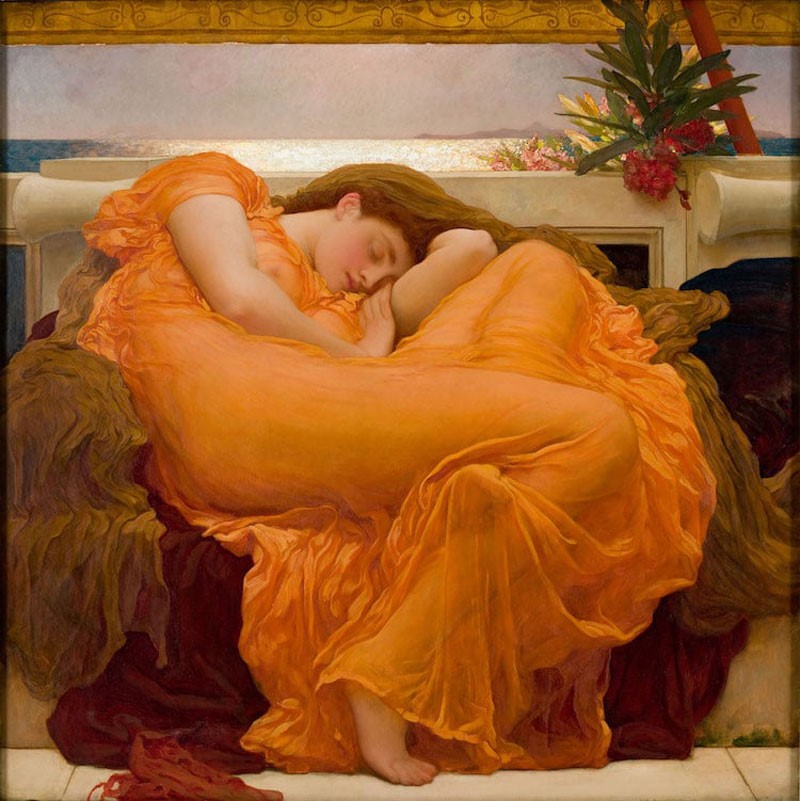 ژوئن شعله‌ور، اثر فردریک لیتون، ۱۸۹۵
نقاشی با رنگ نارنجی