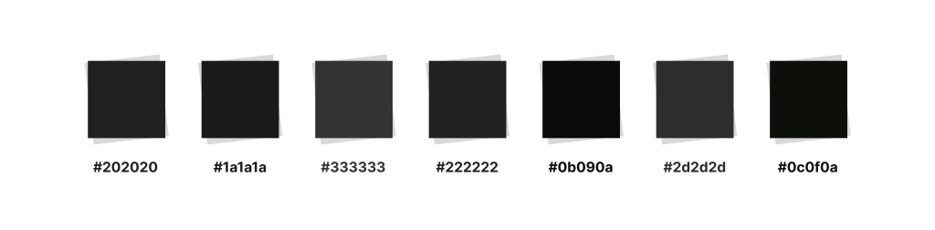 کد رنگهای مشکی برای طراحی وبسایت و ui  و سوشال مدیا